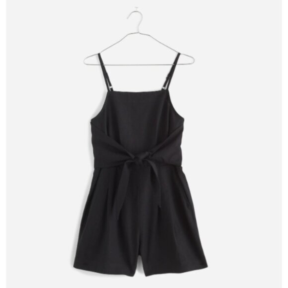 Madewell Linen Blend Tie-Waist Romper NWT in Black 4 - Picture 10 of 10